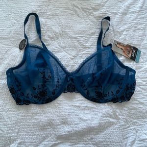 Blue mesh lacy bra